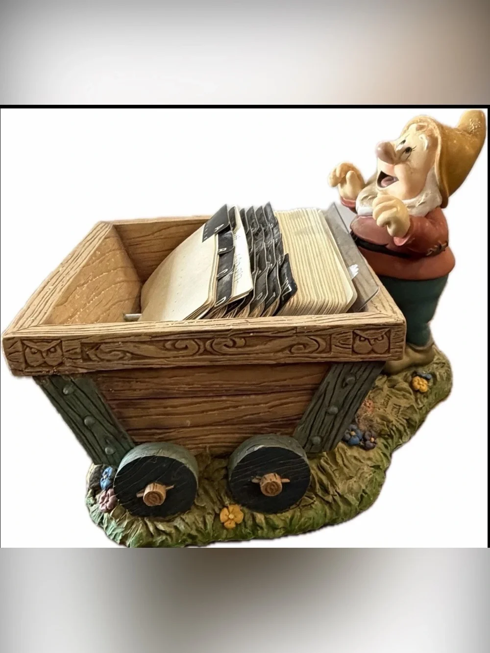 Vintage Disney Snow White & The Seven Dwarves Happy Address Card Holder Figurine